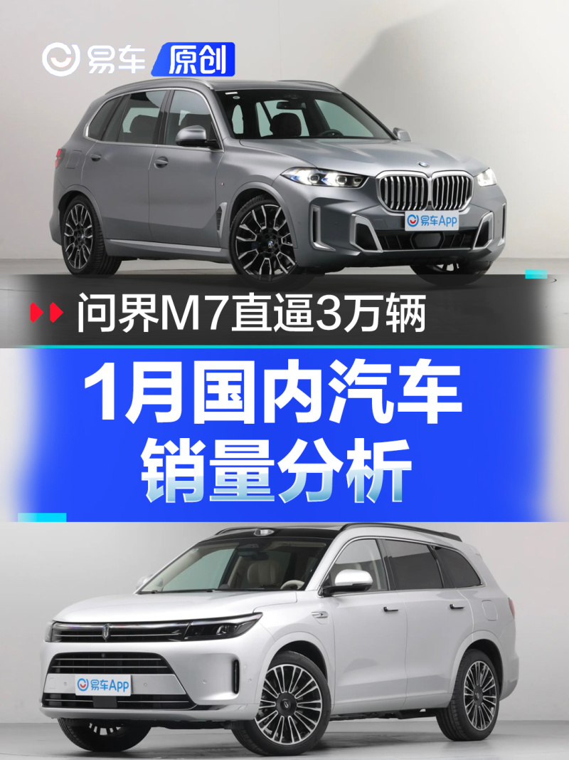 1月國內汽車銷量分析寶馬x5月銷破萬問界m7直逼3萬輛