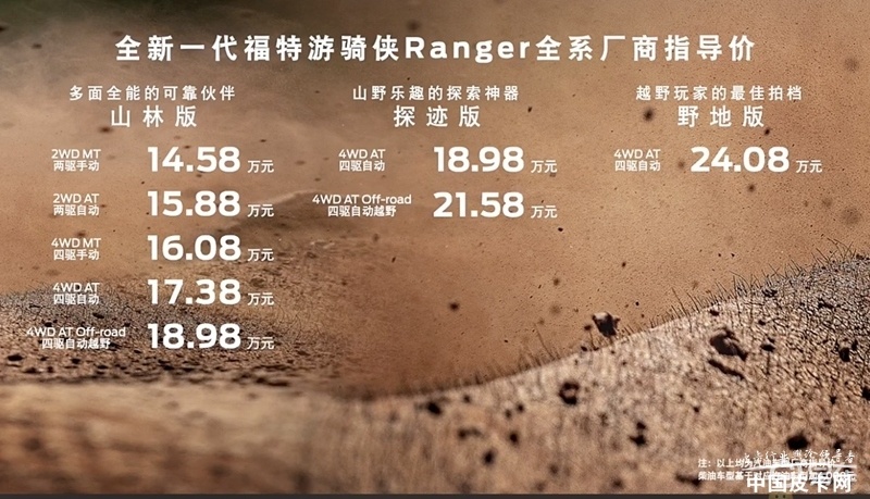 全新一代福特游骑侠Ranger全系正式上市