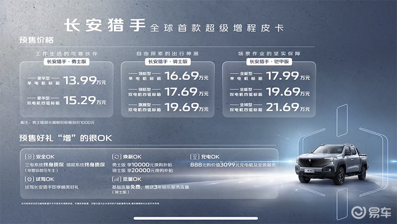 长安汽车首款增程皮卡——长安猎手正式开启预售