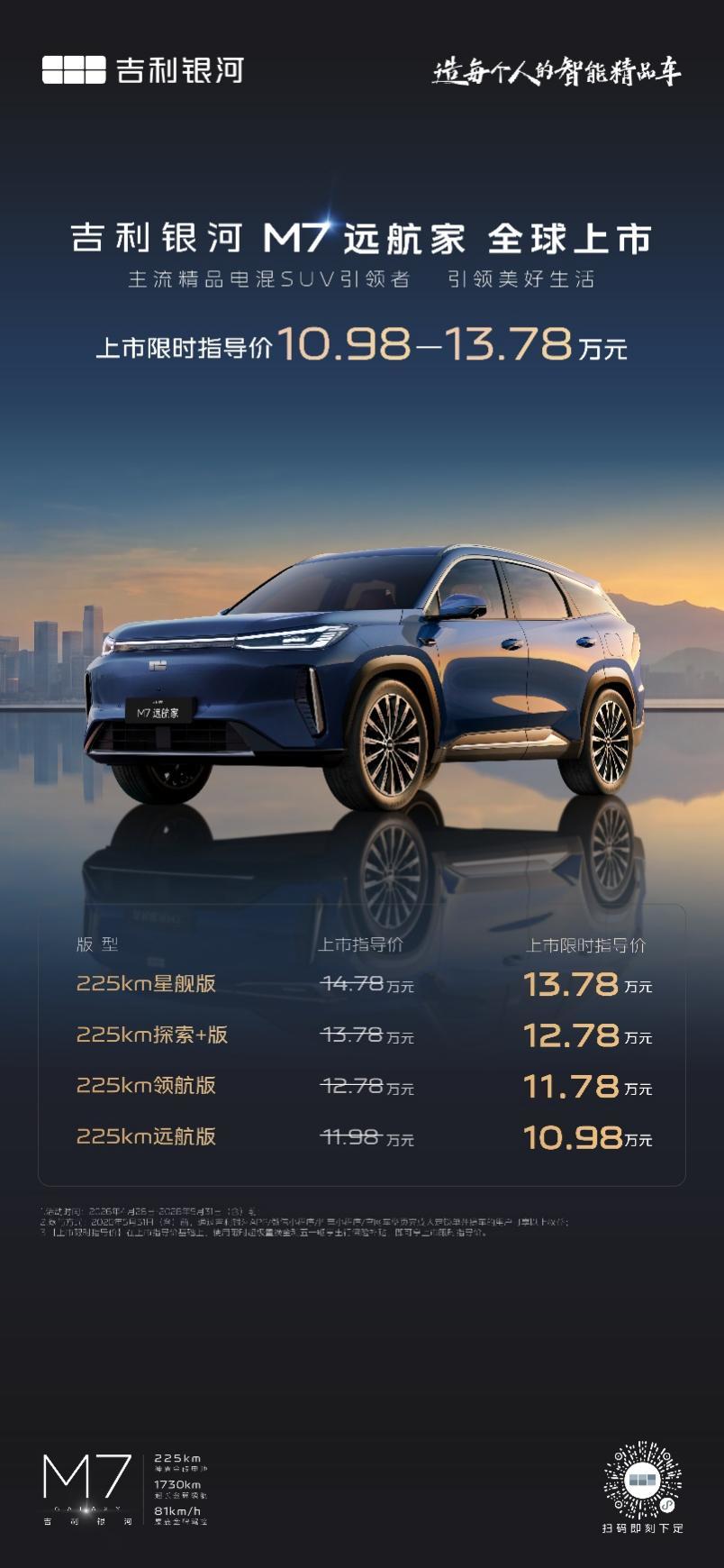 直降3万！吉利银河M7远航家10.98万起