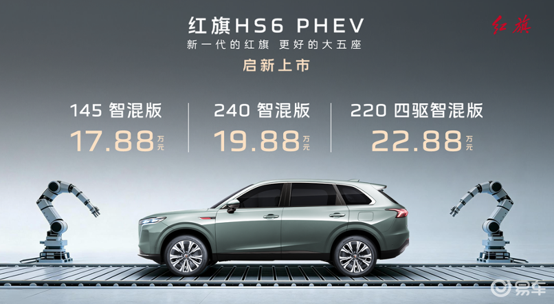 红旗HS6 PHEV17.88万起售,重塑插混SUV标杆