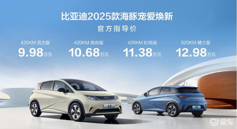 9.98万起/续航520km 2025款比亚迪海豚上市