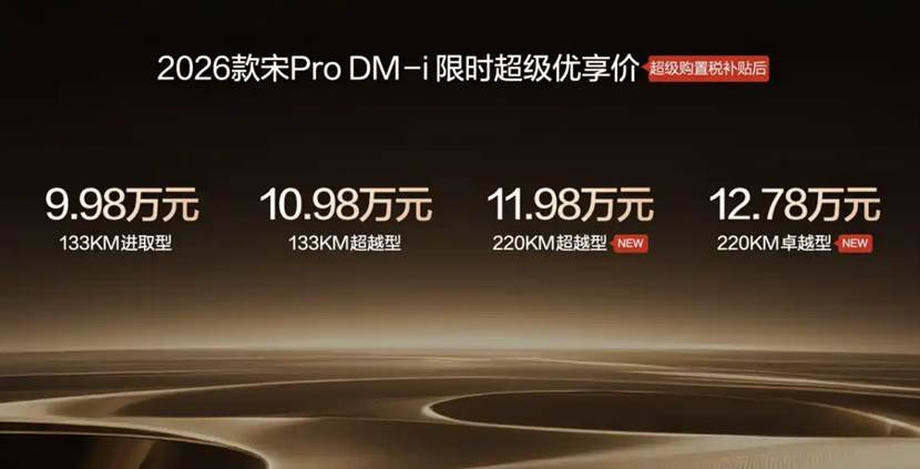 2026 款宋 Pro DM-i 长续航版上市
