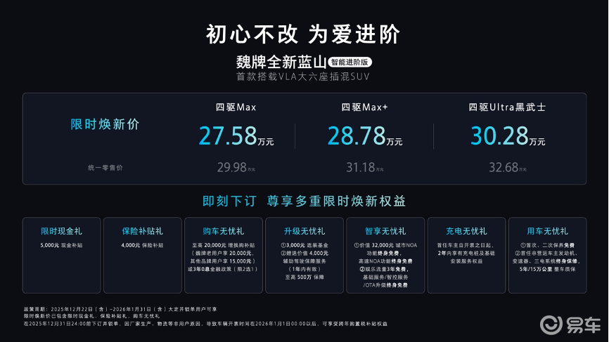 为爱进阶,魏牌全新蓝山智能进阶版上市27.58万起