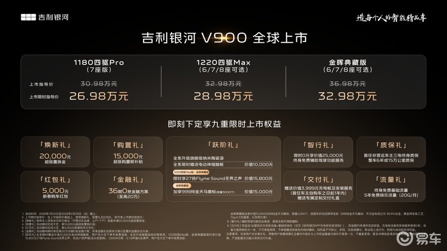 吉利银河V900上市 26.98万打造三排平权家庭MPV