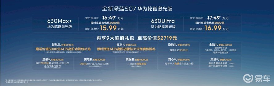 华为乾崑加持：全新深蓝S07华为乾崑激光版上市