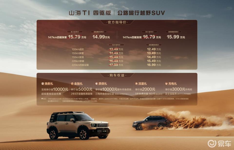 捷途山海T1双四驱版上市 15.79万起、真香预警！