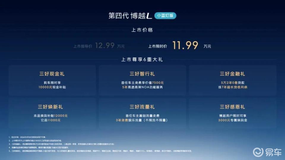 限时价11.99万元，第四代博越L小蓝灯版上市！