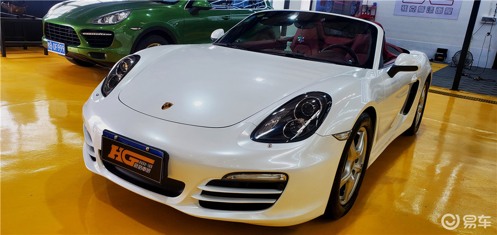 保时捷boxster贝壳白保时捷改色膜长沙汇格车研