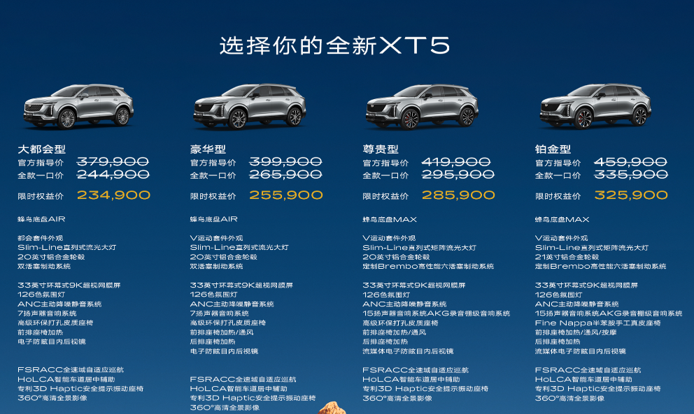 2026款凯迪拉克XT5上市，限时权益价23.49万元起