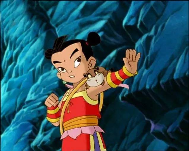 乾坤圈手中拿踩着俩风火轮光这俩小脚丫扎着俩冲天鬃生了一个怪娃娃这