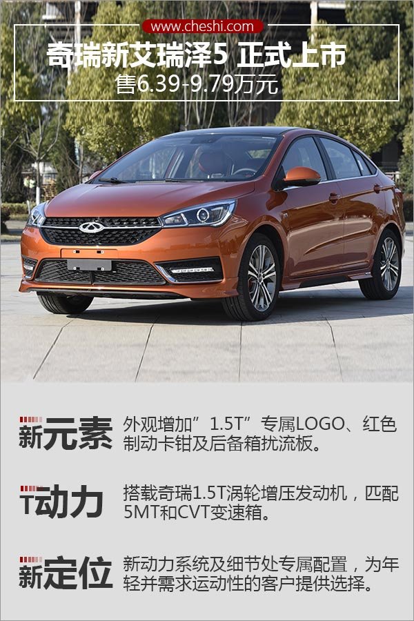 奇瑞新艾瑞泽5正式上市售639979万