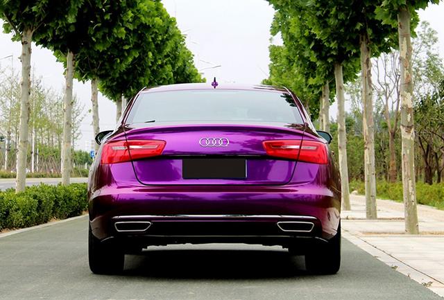 奥迪a6汽车改色水晶紫罗兰车身贴膜效果图