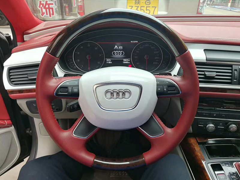 奥迪a6内饰升级,真皮包覆更具雕塑感