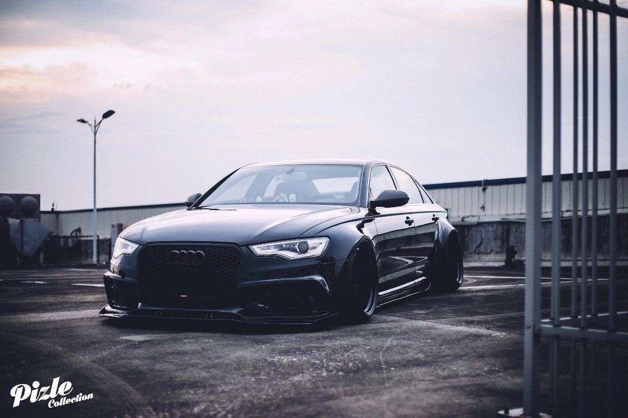 原本只想换轮毂,中山车友最终打造黑武士奥迪a6l宽体姿态大王