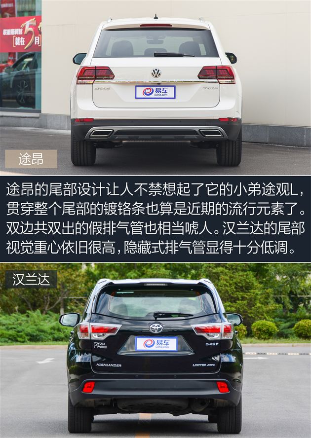 跨级别的较量大众途昂对比丰田汉兰达