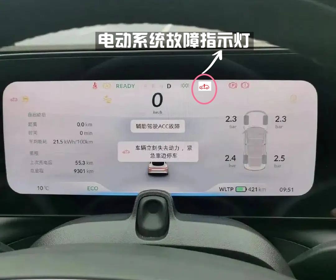 小鹏p7如果系统故障,仪表盘会出现什么提示信息?