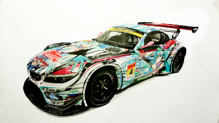 【手绘dreamcar】bmw z4 gt3初音