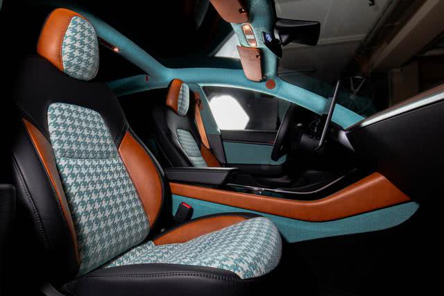 内饰配色丰富而大胆vilner定制版特斯拉model3实拍图发布