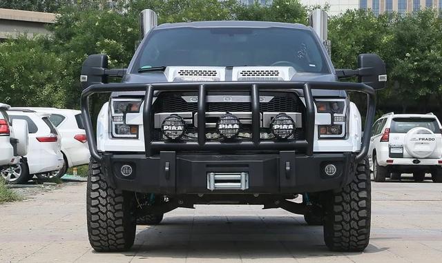 福特f150皮卡车改装前杠系列福特f150牛头铠甲前杠中网一体式