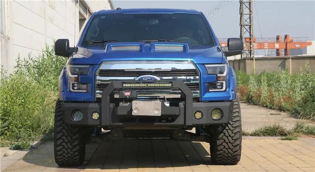 福特f150皮卡车改装前杠系列福特f150牛头铠甲前杠中网一体式