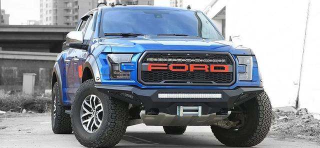 福特f150皮卡车改装前杠系列福特f150牛头铠甲前杠中网一体式