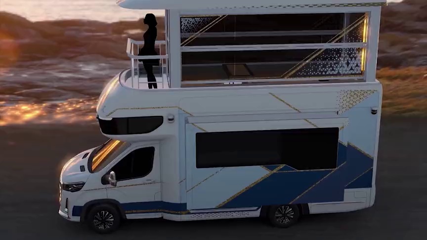 上汽maxus推别墅版房车,上下两层带露天阳台,车内堪比星级酒店!