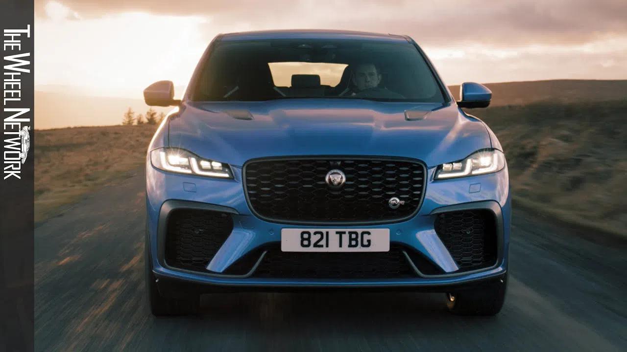 2021捷豹f-pace svr蓝色版试驾上路,外形设计细节展示