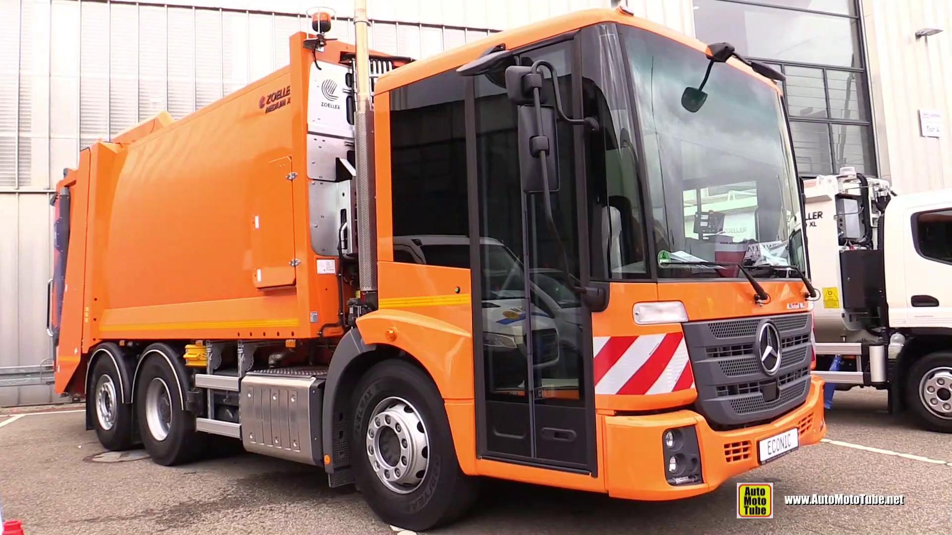 2020梅赛德斯econic 2630垃圾车高清实拍,外形内饰细节展示